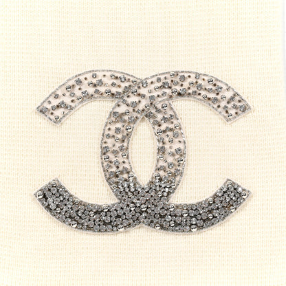 Chanel Cashmere Crystal CC Scarf Ivory 4 of 5