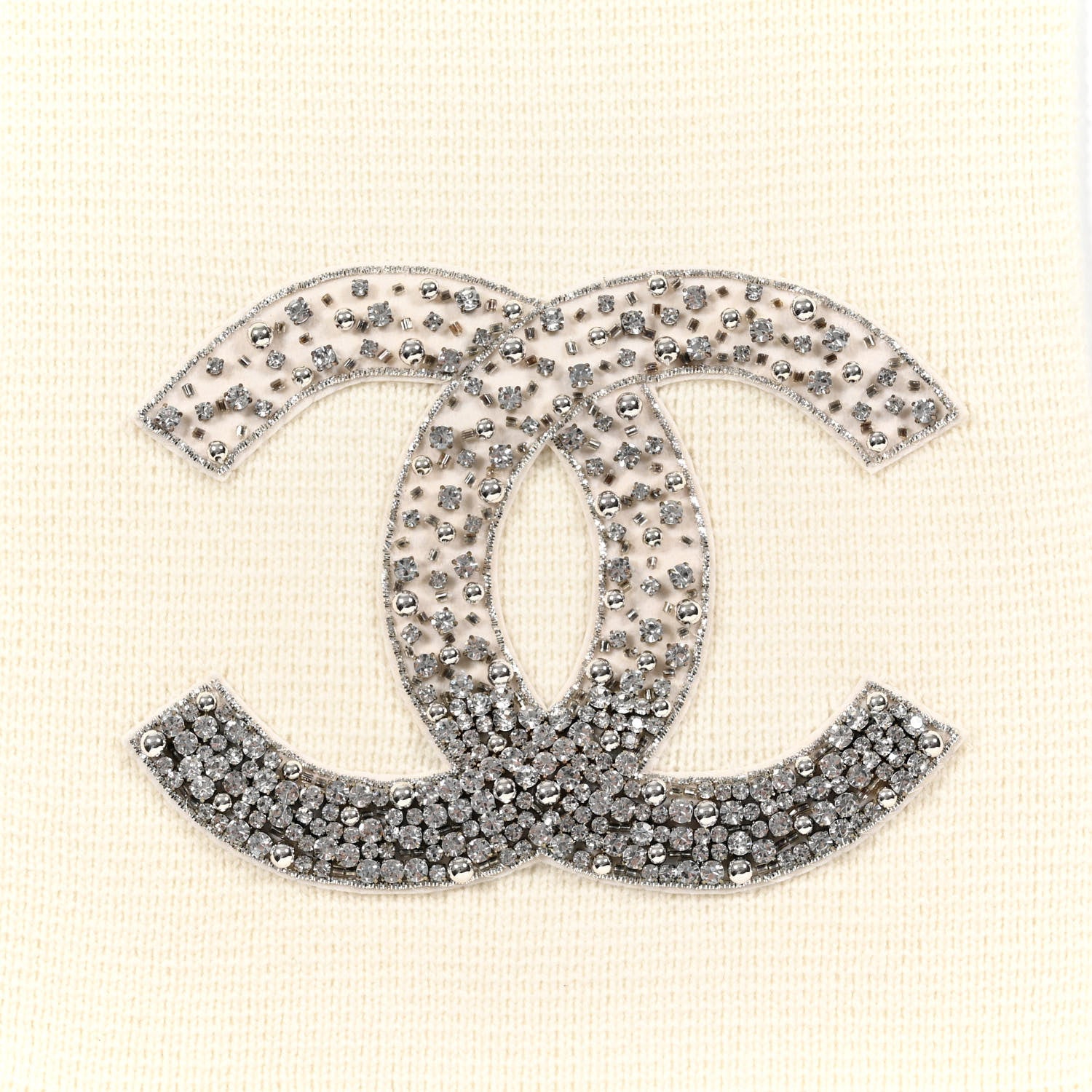 Chanel Cashmere Crystal CC Scarf Ivory 4 of 5