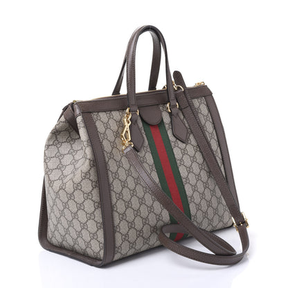 Gucci GG Supreme Monogram Web Medium Ophidia Tote Bag Brown 2 of 12
