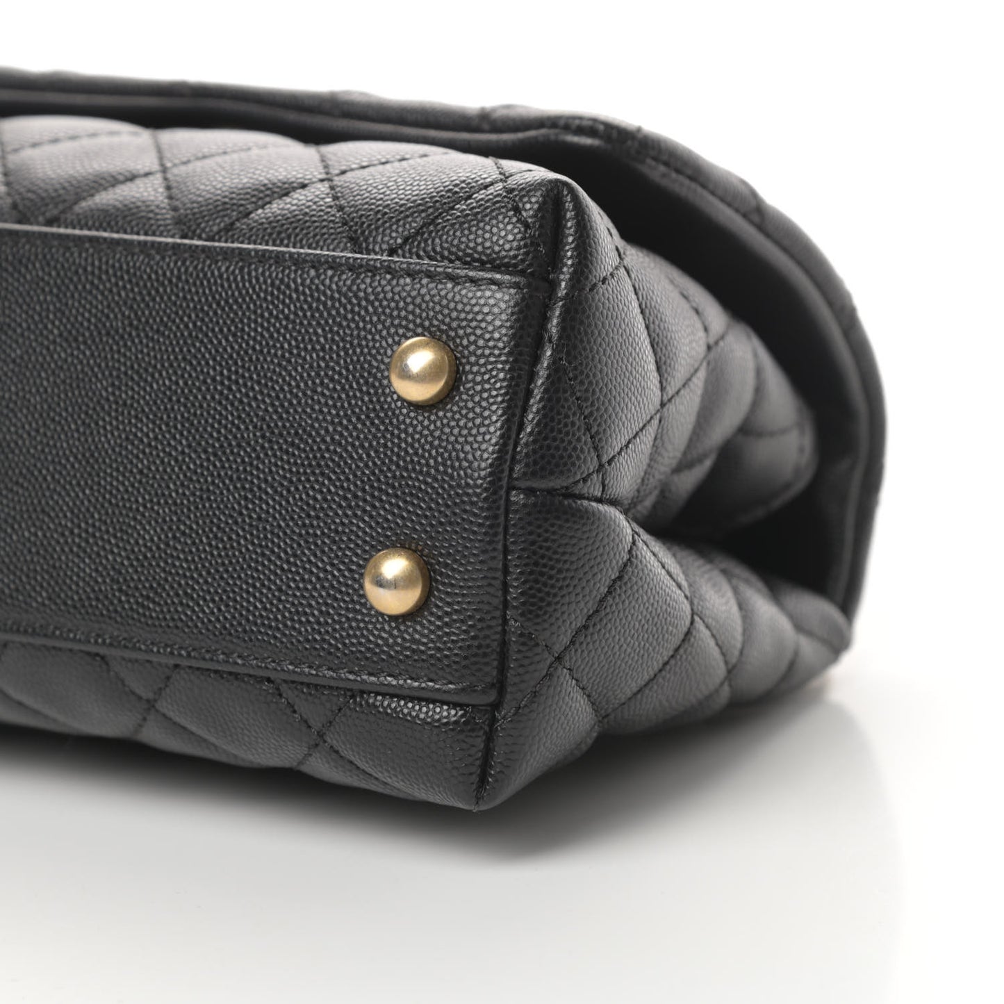 Caviar Lizard Embossed Quilted Mini Coco Handle Flap Black