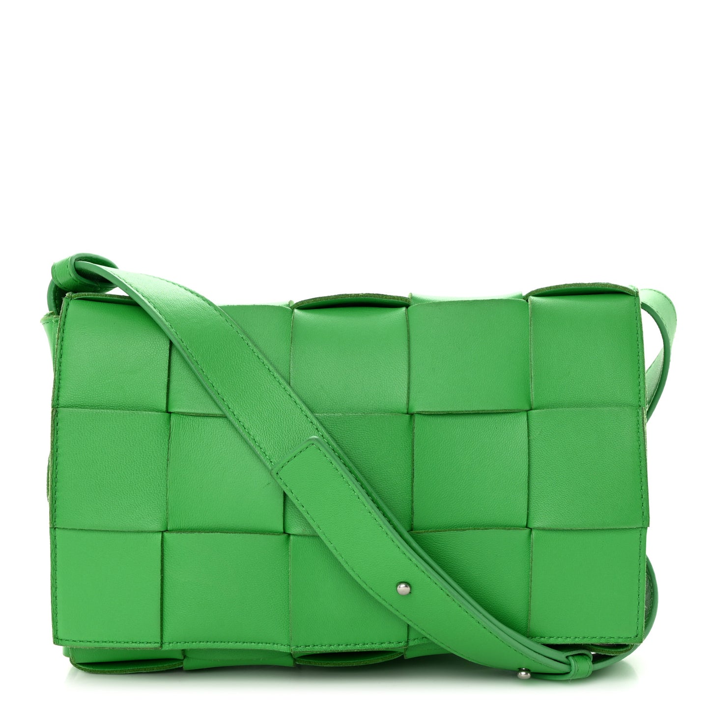 Lambskin Maxi Intrecciato Cassette Crossbody Bag Grass
