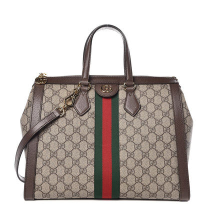 Gucci GG Supreme Monogram Web Medium Ophidia Tote Bag Brown 1 of 8