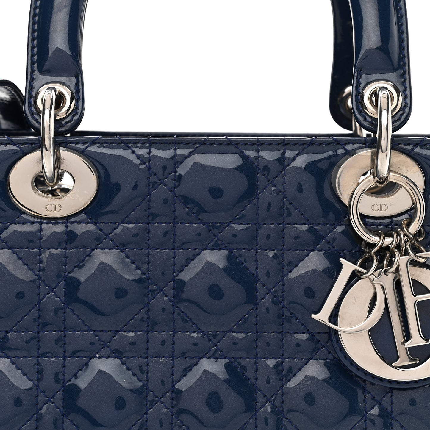 Patent Cannage Medium Lady Dior Blue