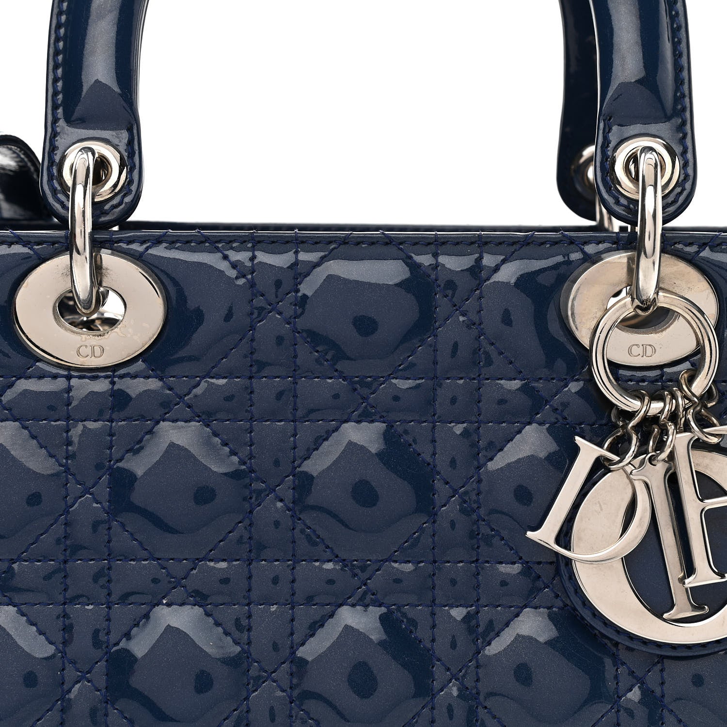 Christian Dior Patent Cannage Medium Lady Dior Blue 7 of 11