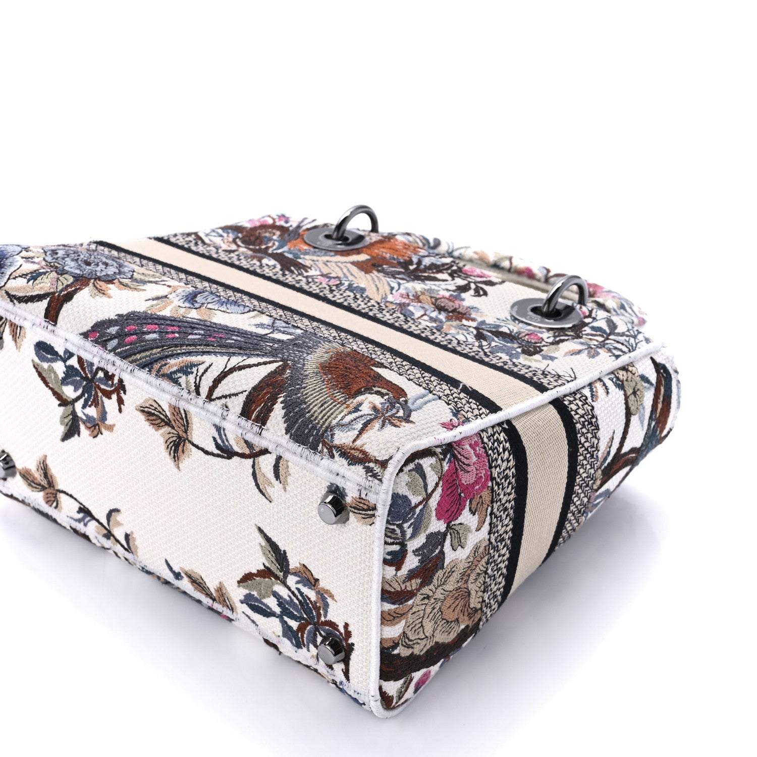 Christian Dior Canvas Embroidered Jardin D'Hive Medium Lady D-Lite Ecru Multicolor 11 of 11