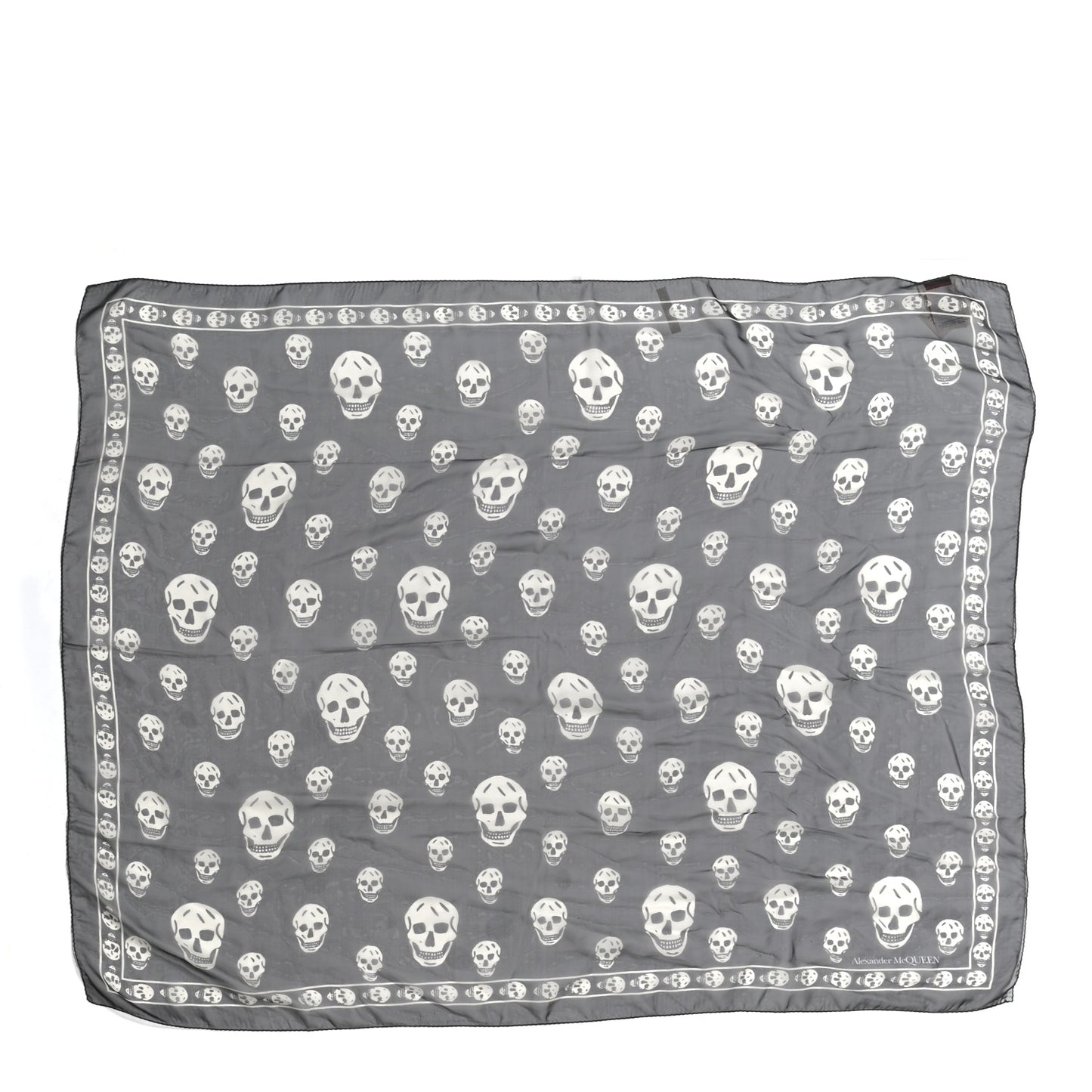 Silk Chiffon Skull Scarf Black Ivory