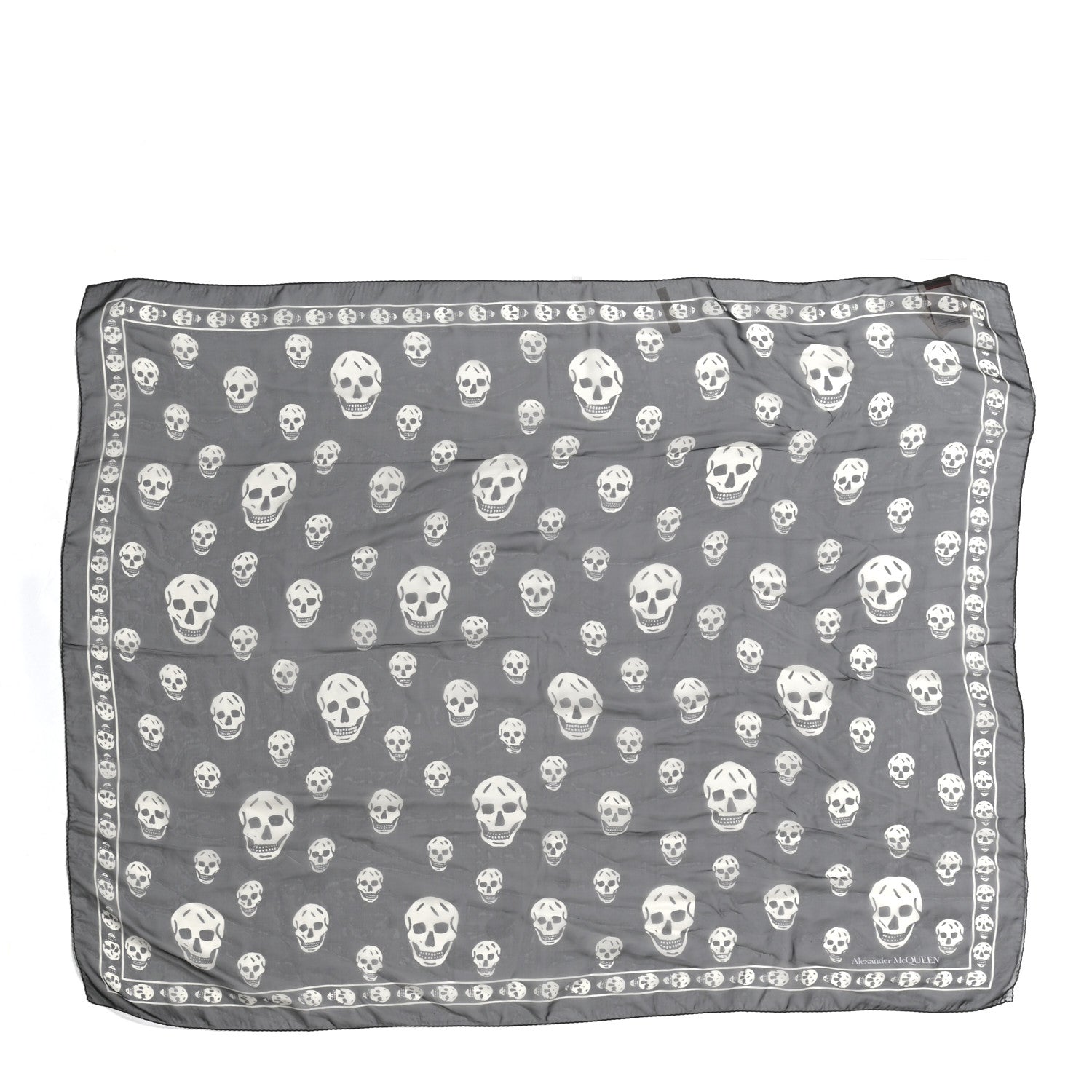 Alexander McQueen Silk Chiffon Skull Scarf Black Ivory 1 of 3