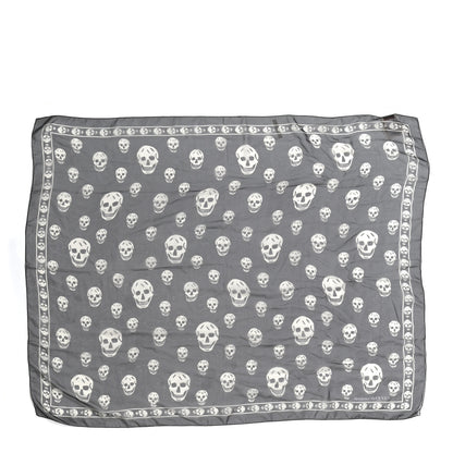 Alexander McQueen Silk Chiffon Skull Scarf Black Ivory 1 of 3
