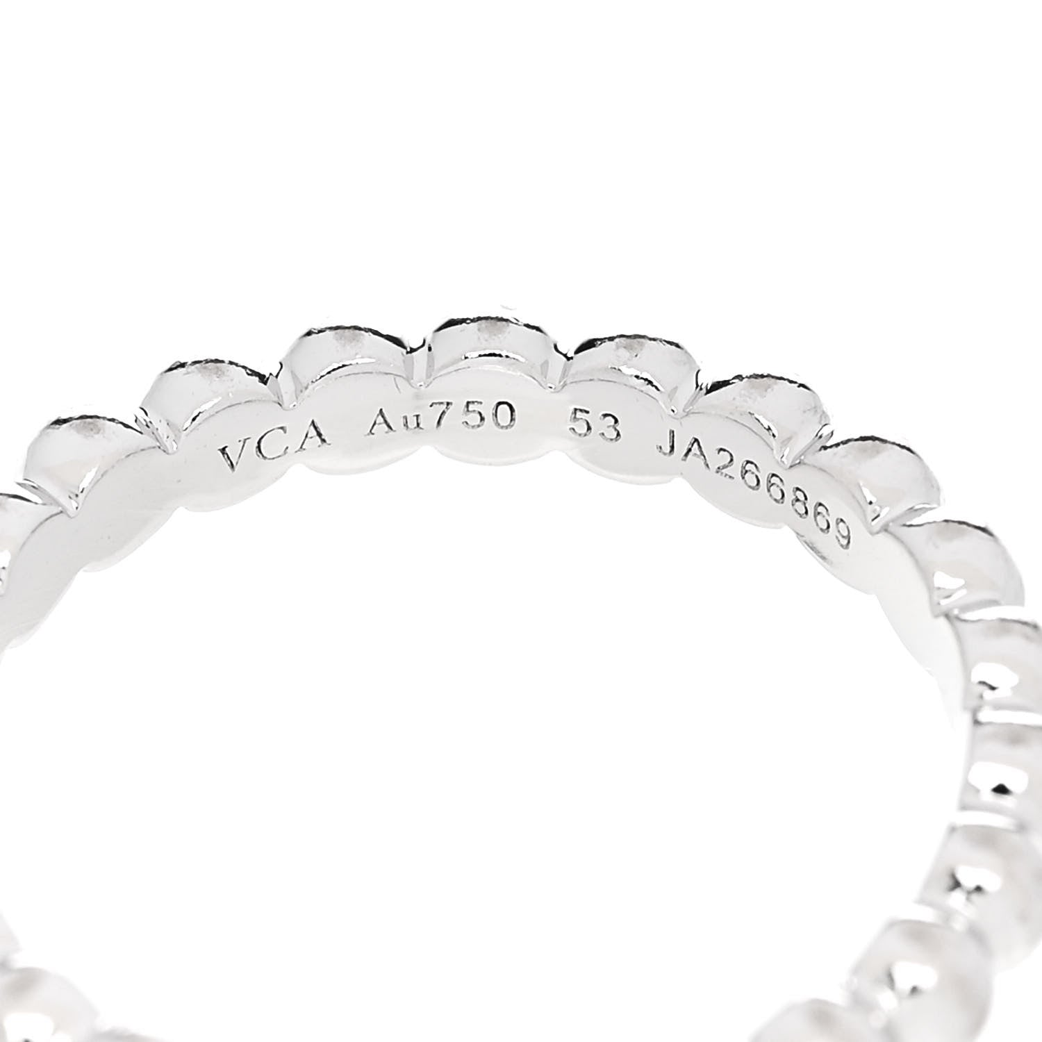 Van Cleef & Arpels 18K White Gold Medium Perlee Ring 53 6.5 4 of 5