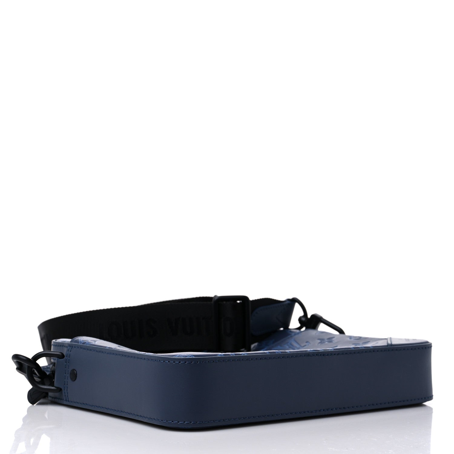 Louis Vuitton Calfskin Monogram Shadow Duo Messenger Navy Blue 3 of 9