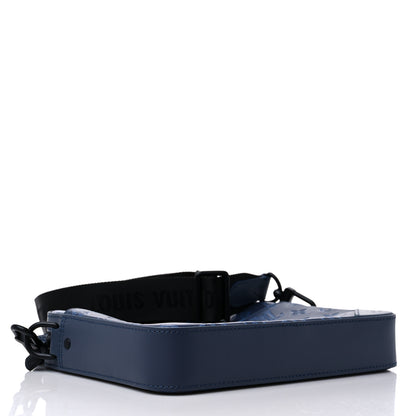 Louis Vuitton Calfskin Monogram Shadow Duo Messenger Navy Blue 3 of 9