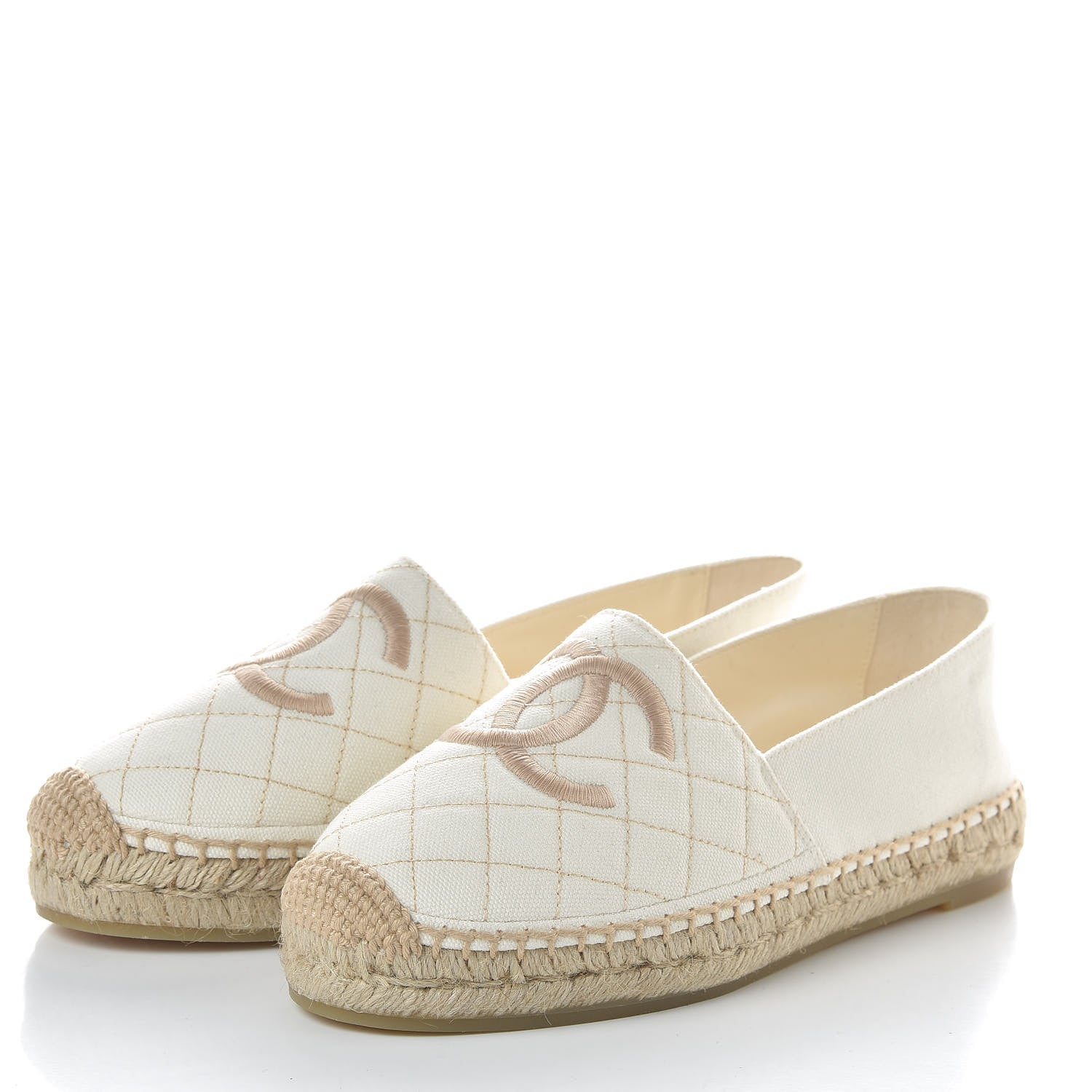 Chanel Fabric Biarritz CC Espadrilles 36 White Gold 3 of 8