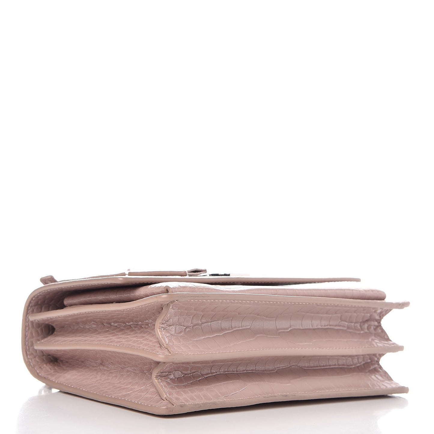 Calfskin Crocodile Embossed Medium Monogram Sunset Powder Pink