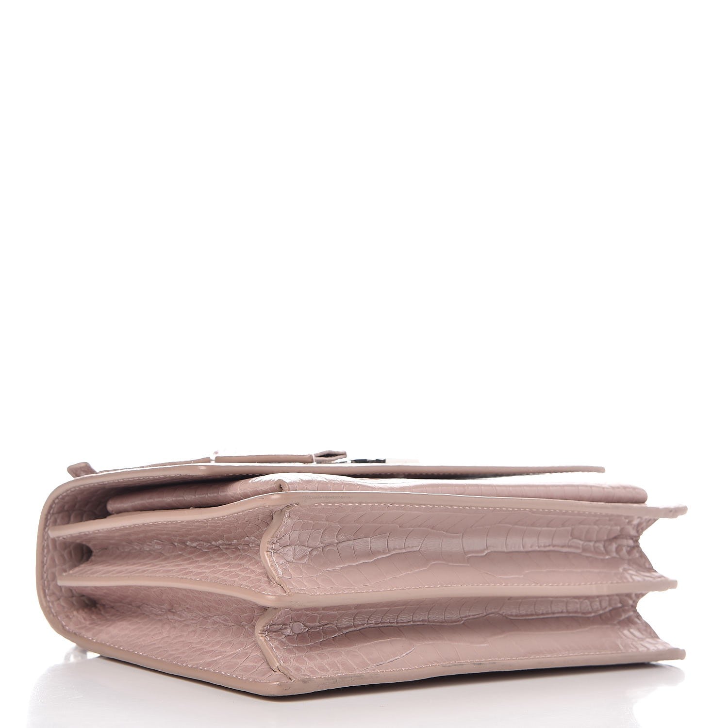 Saint Laurent Calfskin Crocodile Embossed Medium Monogram Sunset Powder Pink 4 of 10
