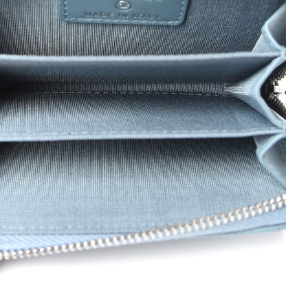 Chanel Lambskin Camellia Embossed Studded Zip Coin Purse Blue 5 of 8