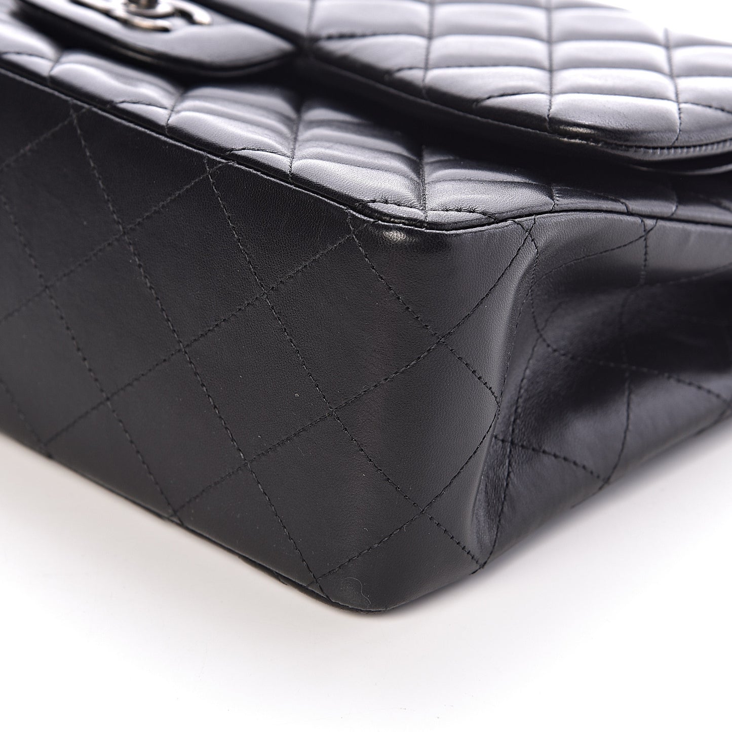 Lambskin Quilted Jumbo Double Flap Black