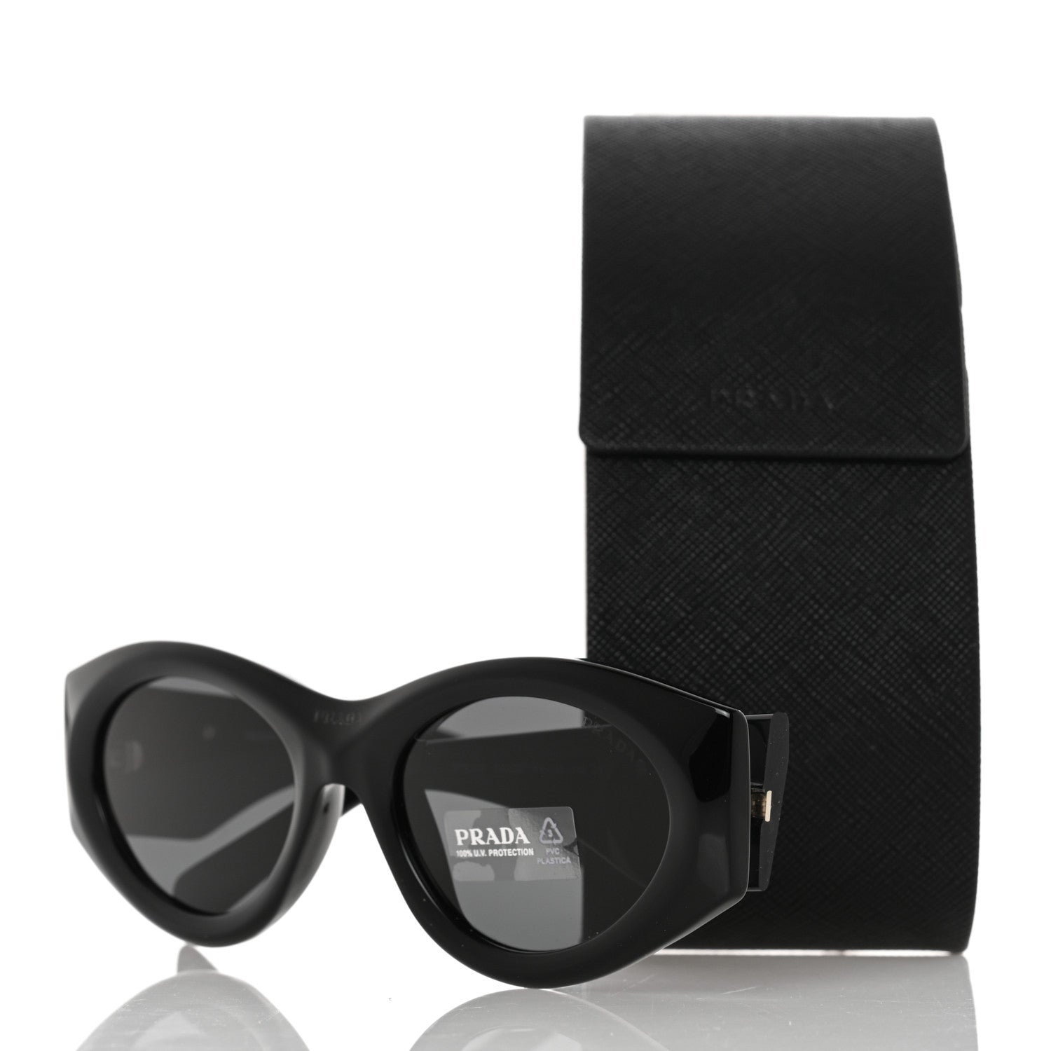 Prada Acetate Oval Symbole Sunglasses SPR 20Z Black 8 of 8