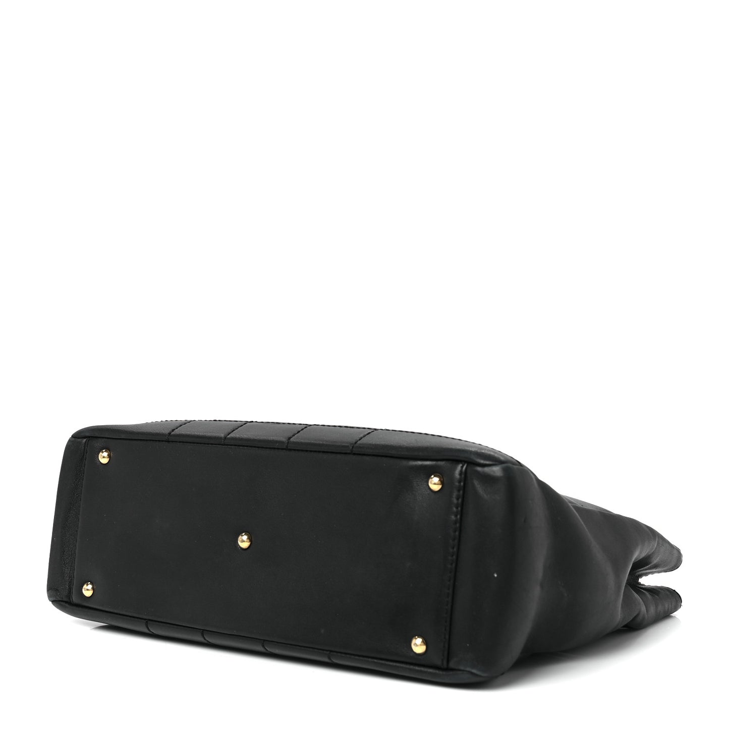Calfskin Stitched Chocolate Bar Shopping Tote Black
