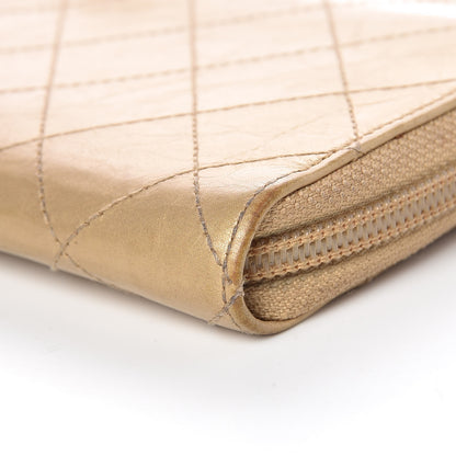 Chanel Metallic Aged Calfskin Quilted Palette Large Gusset Zip Around Wallet Gold 13 of 15