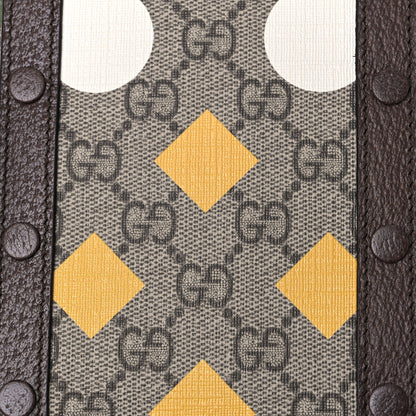 Gucci GG Supreme Monogram Textured Dollar Calfskin Geometric Print Mini Horsebit 1955 Crossbody Bag Beige Multicolor New Acero 10 of 11