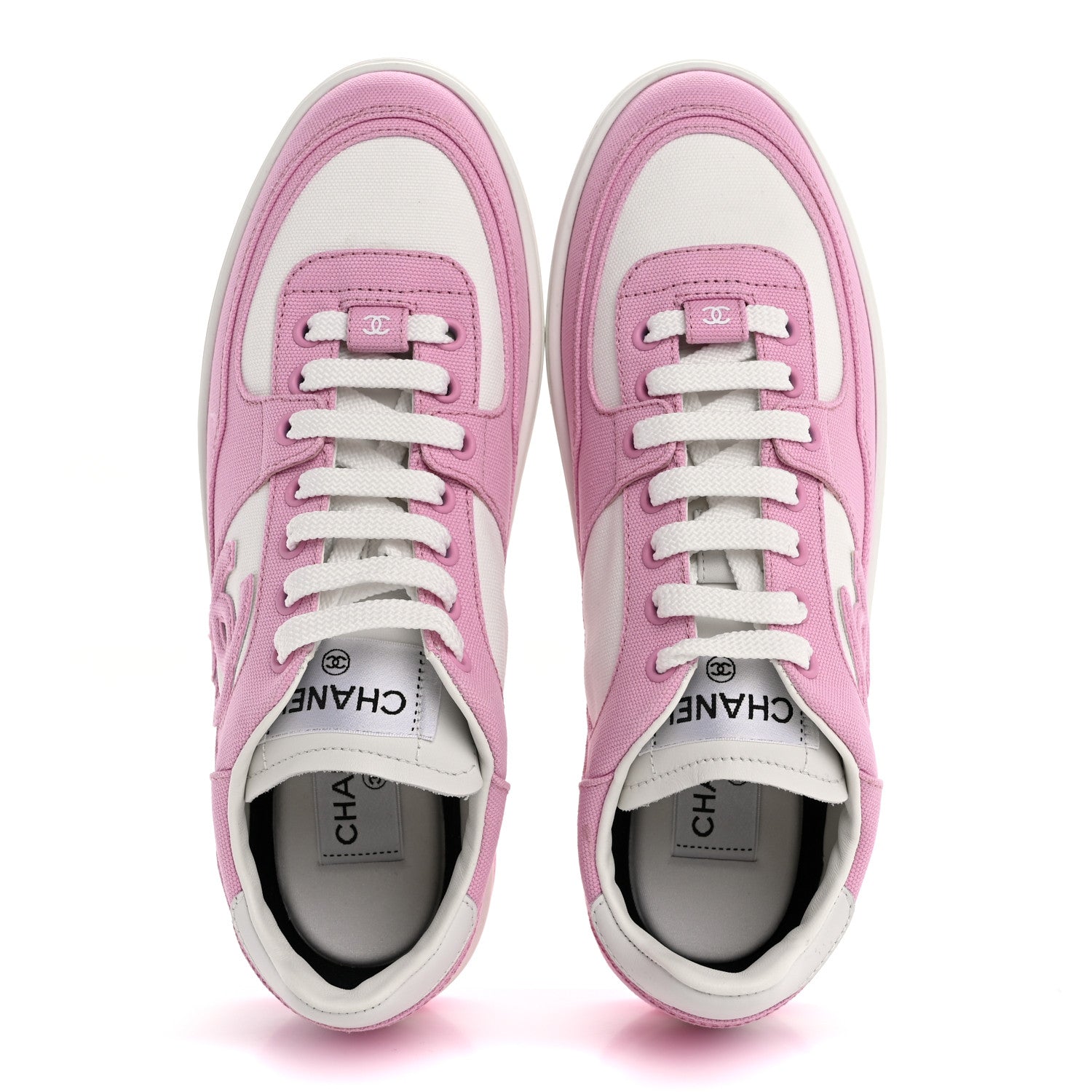 Chanel Cotton Sneakers 39 Pink White 2 of 10