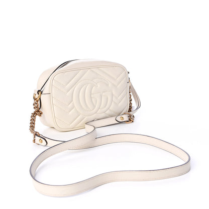 Gucci Calfskin Matelasse Mini GG Marmont Chain Shoulder Bag White 2 of 11