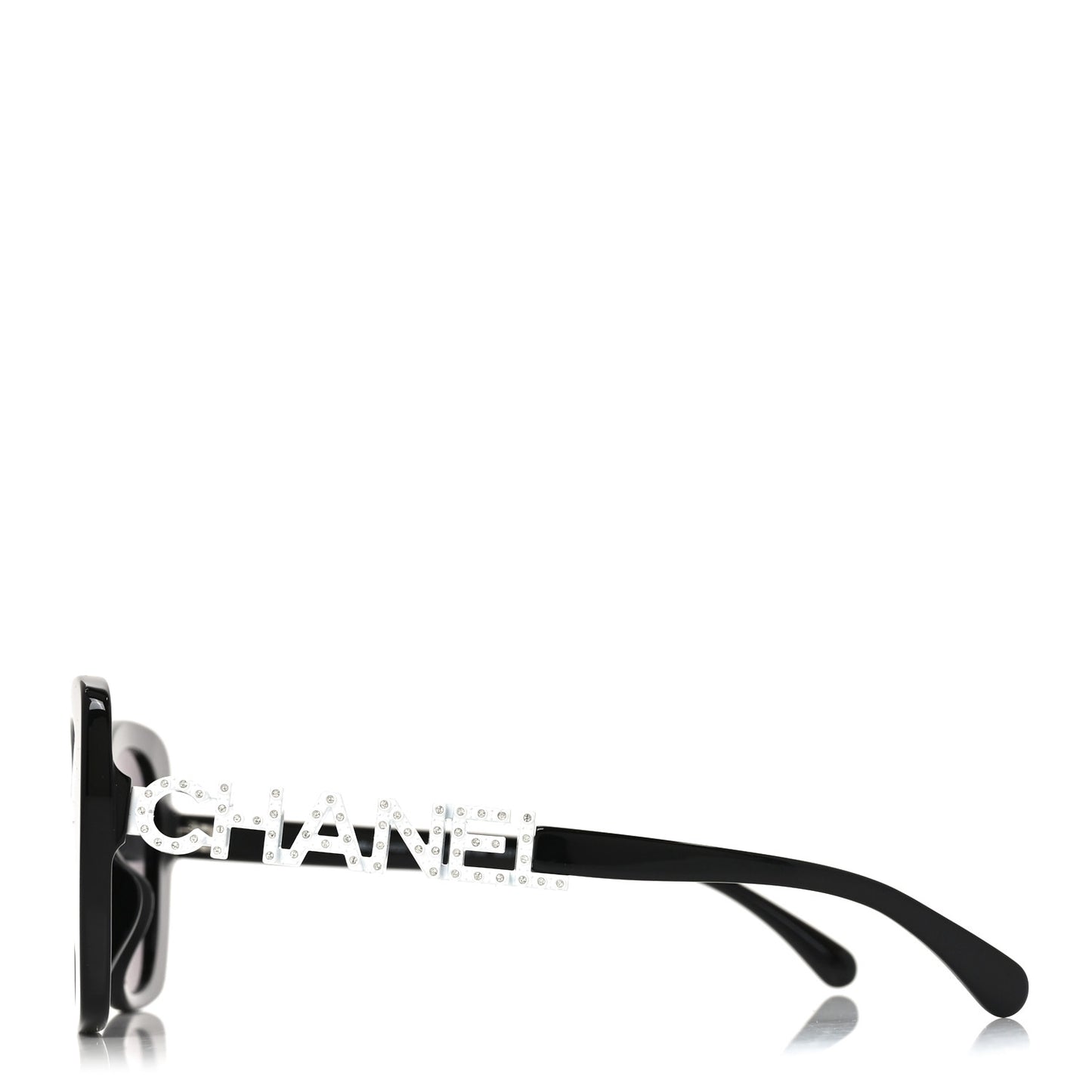 Acetate Strass Square Sunglasses 5422-B-A Black White