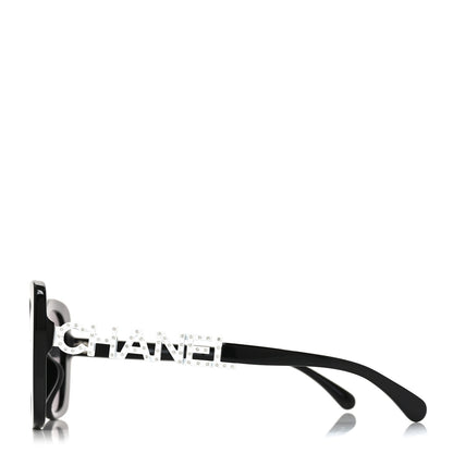 Chanel Acetate Strass Square Sunglasses 5422-B-A Black White 3 of 7