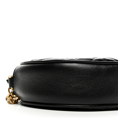Gucci Azalea Calfskin Matelasse Heart Mini GG Marmont Round Shoulder Bag Black 9 of 10