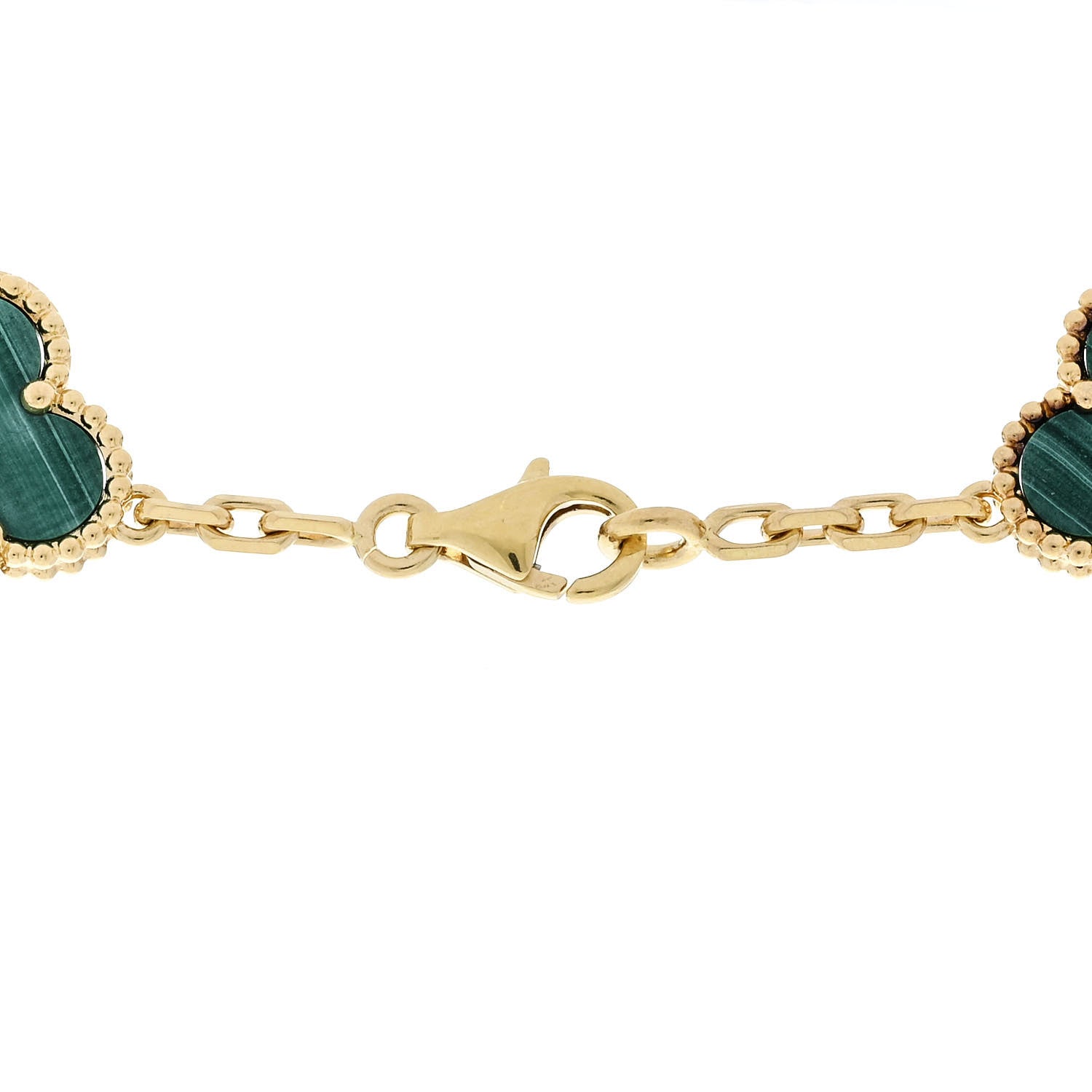 Van Cleef & Arpels 18K Yellow Gold Malachite 10 Motifs Vintage Alhambra Necklace 7 of 8