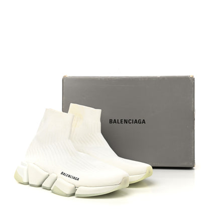 Balenciaga Ribbed Knit Womens Speed 2.0 Transparent Sole Sneakers 40 White 11 of 11