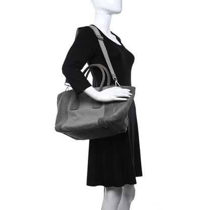 Prada Canvas Suede Scamosciato Twin Pocket Tote Grey 3 of 9