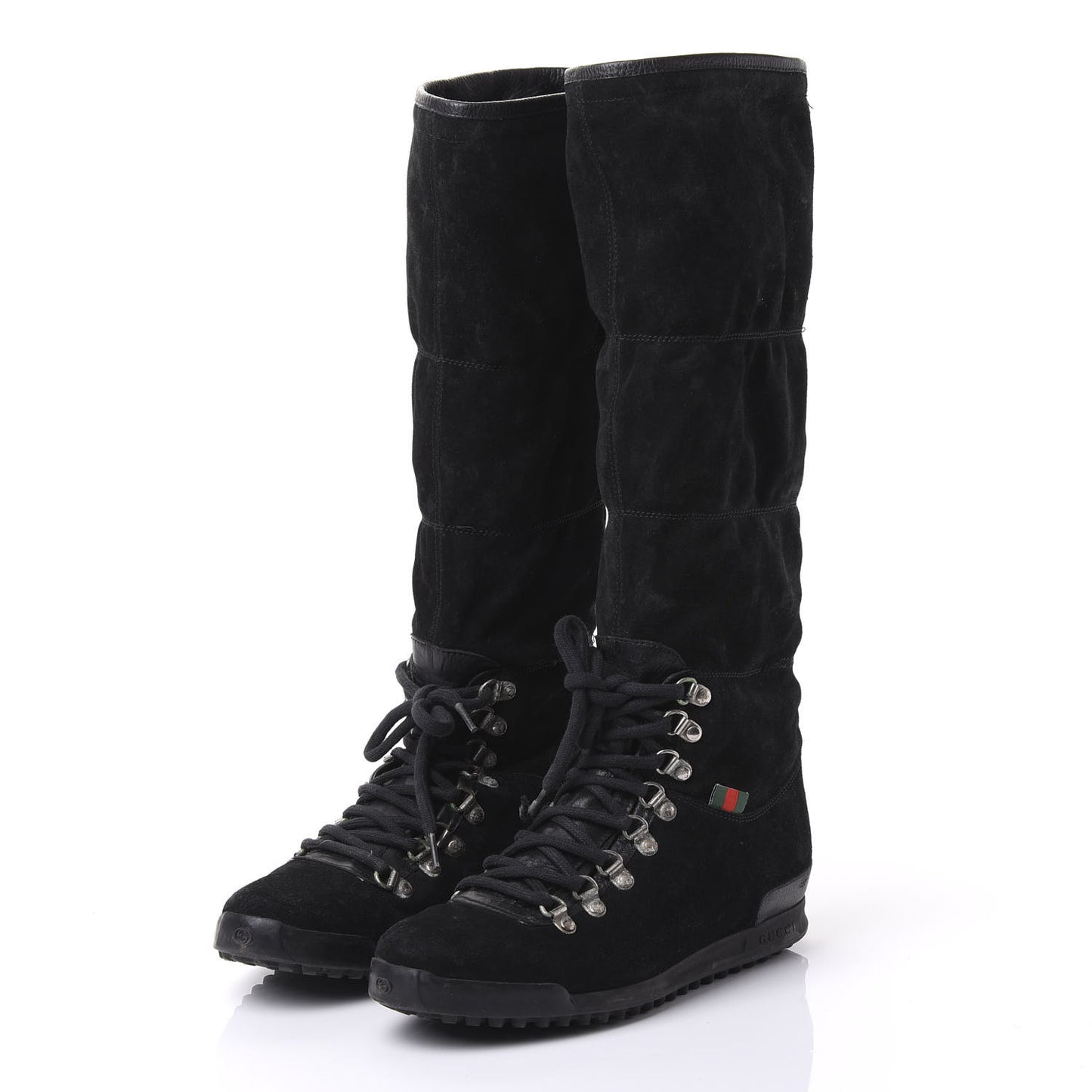 Suede Trek Lace-Up Knee Boots 9 Black