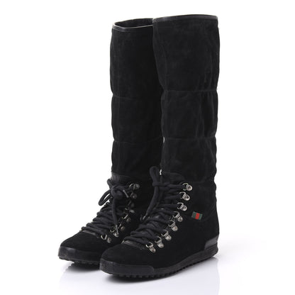 Gucci Suede Trek Lace-Up Knee Boots 9 Black 3 of 8