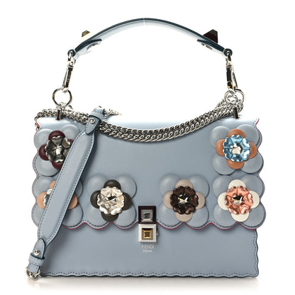 Fendi Vitello Liberty Lucido Flowerland Scalloped Studded Kan I Shoulder Bag Azzurro Polvere Multicolor 1 of 11