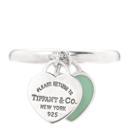 Tiffany Sterling Silver Enamel Return to Tiffany Double Heart Ring Blue 54 7 1 of 4
