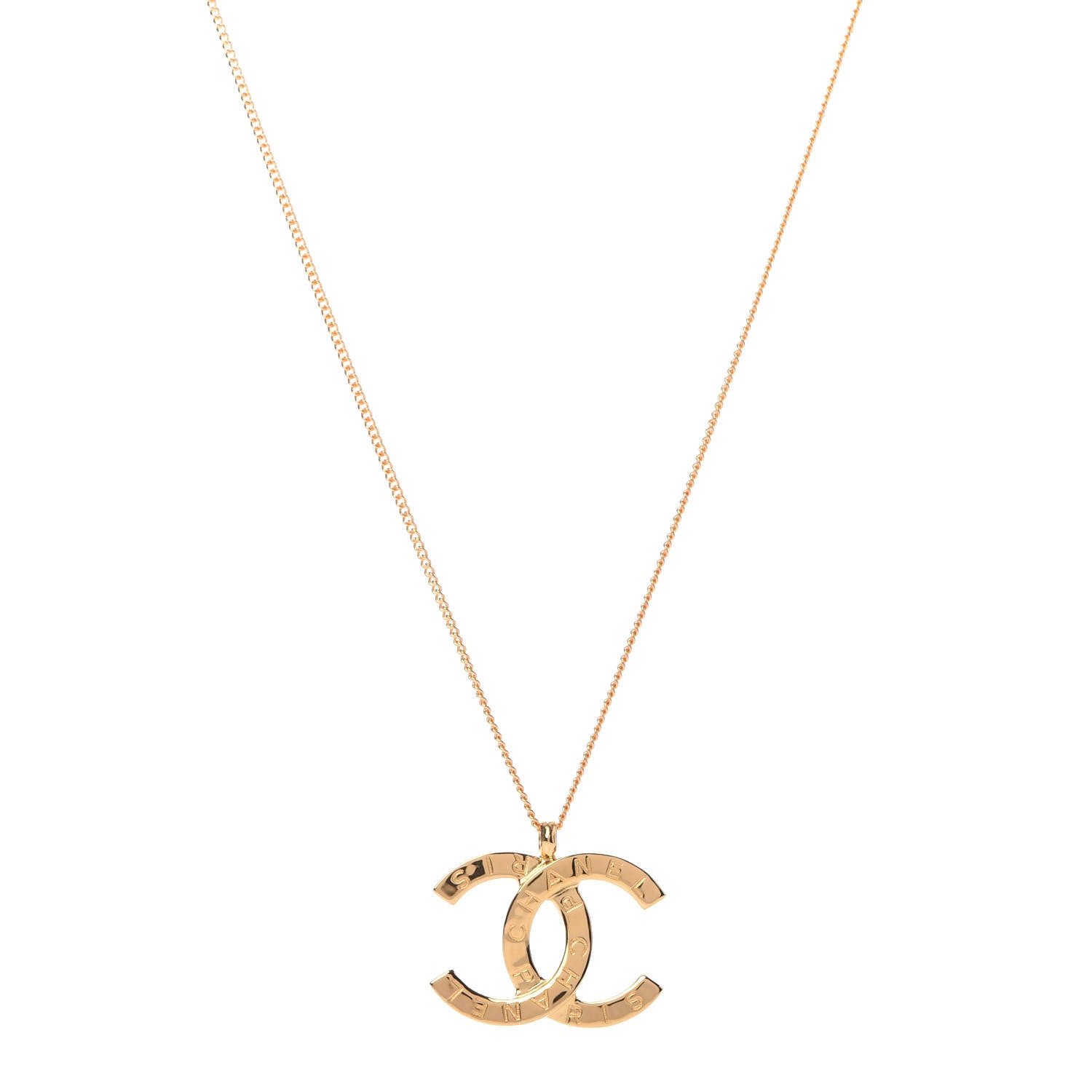 Chanel Metal CC Paris Button Necklace Gold 1 of 5