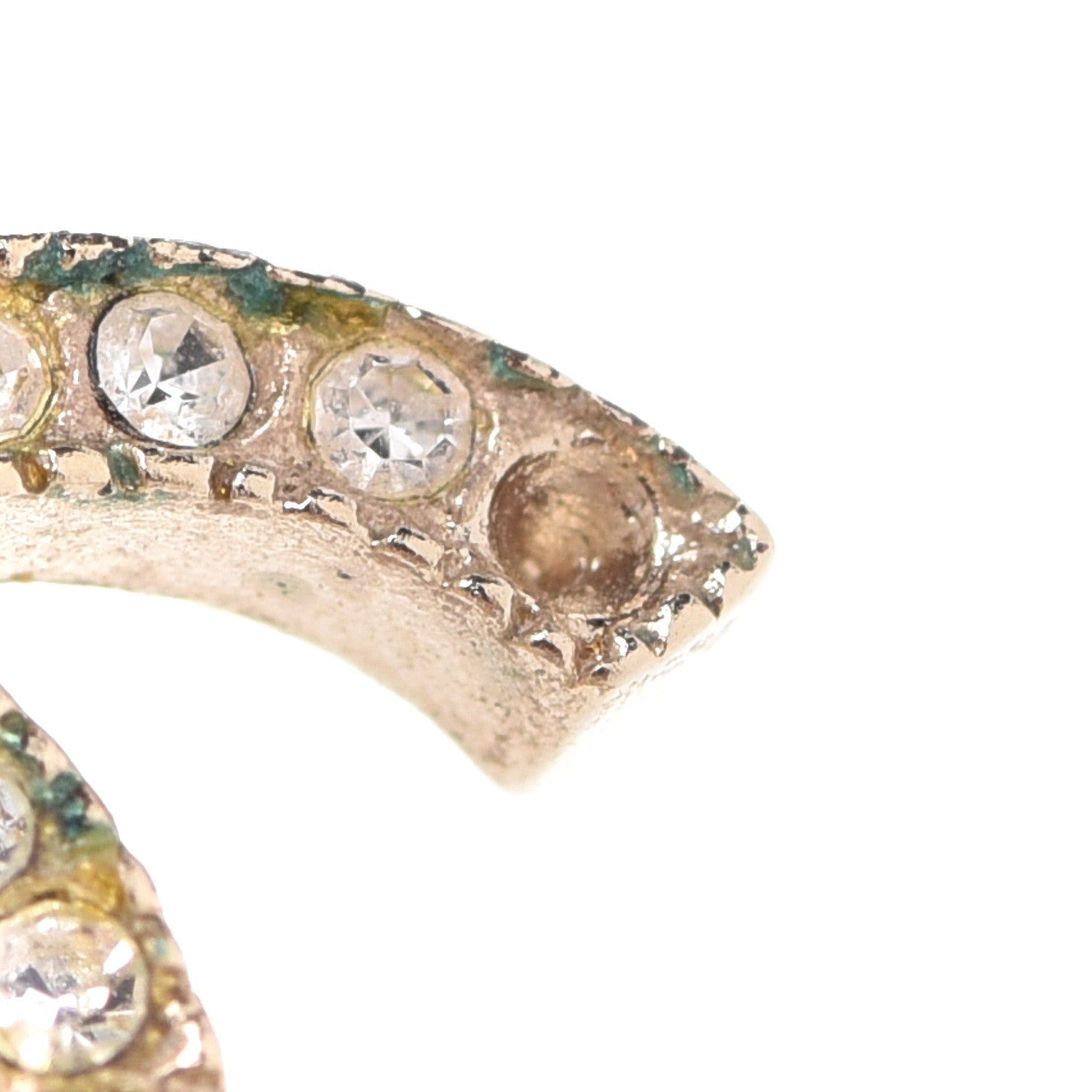 Chanel Crystal CC Earrings Gold 6 of 6