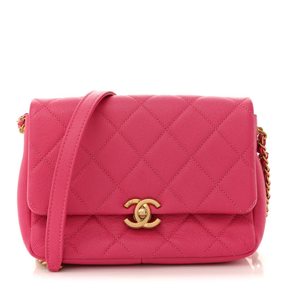 Chanel Shiny Caviar Quilted Small Chain Melody Flap Dark Pink 1 of 11
