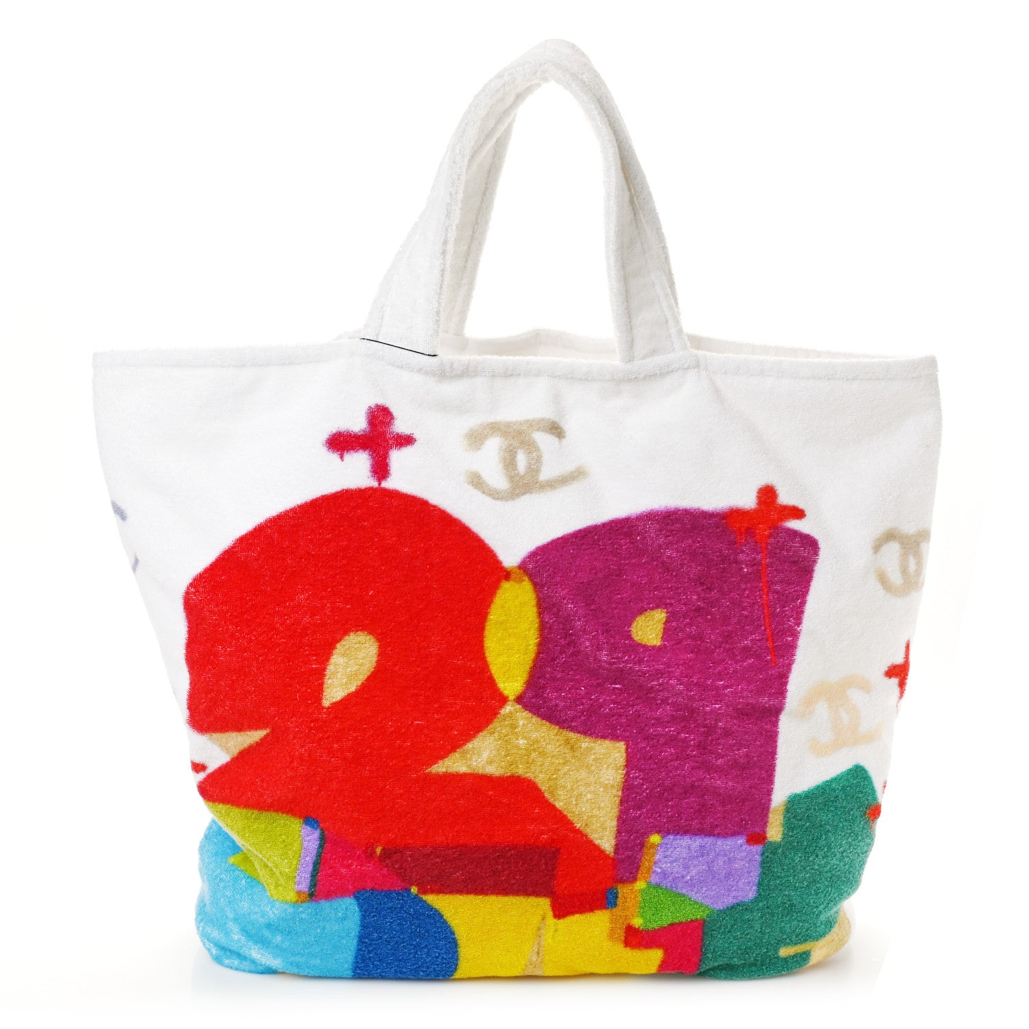 Chanel Terry Cotton Beach Tote Towel Set White Multicolor 1 of 10