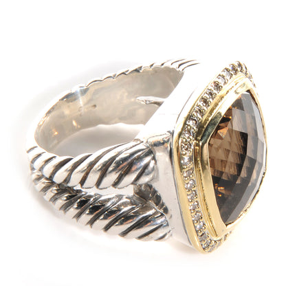 David Yurman Sterling Silver 18K Yellow Gold Diamond Smoky Quartz 14mm Albion Ring 54 7 5 of 5