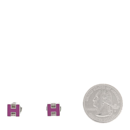 Hermes Palladium Lacquered Cage d'H Earrings Rose Indien 2 of 6