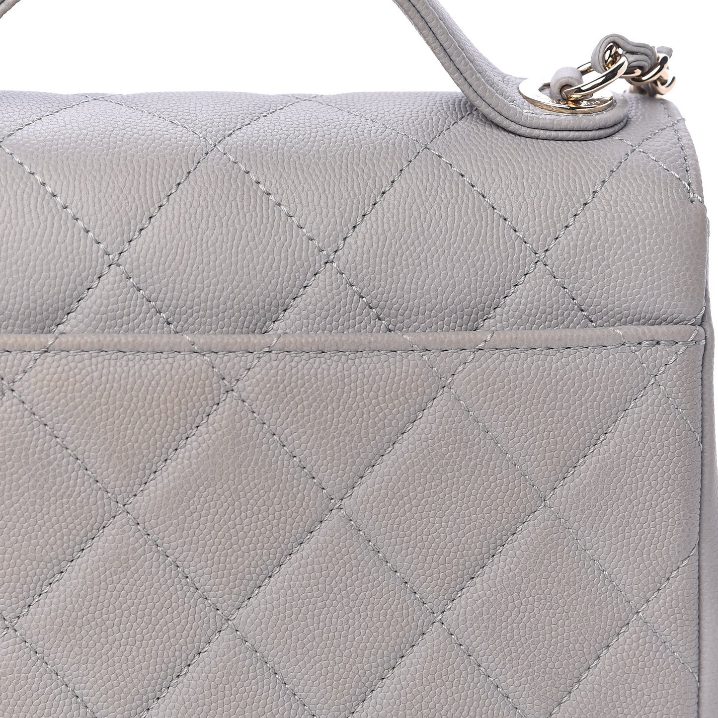 Caviar Quilted Small Business Affinity Flap Grey