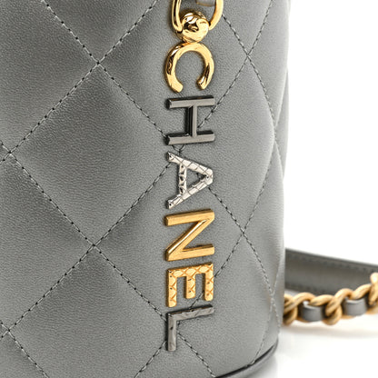Chanel Metallic Lambskin Quilted Side Note Vanity Grey 11 of 11