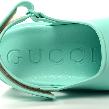 Gucci Soft Rubber Horsebit Womens Slingback Sandals 37 Teal Cyan 7 of 7