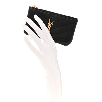 Saint Laurent Calfskin Matelasse Monogram Key Pouch Black 2 of 16