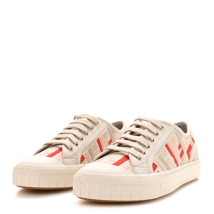 Fendi Kuban Canvas FF Womens Domino Low Top Sneakers 38.5 Grezzo Multicolor Rosa 4 of 9