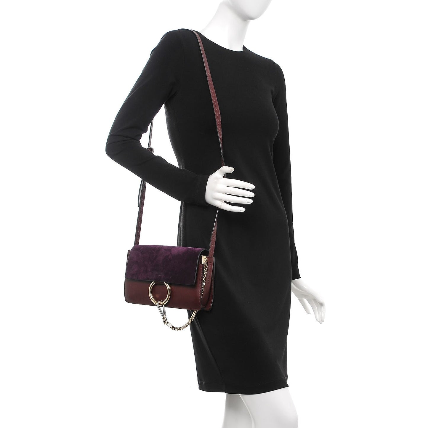 Suede Calfskin Small Faye Shoulder Bag Intense Violine
