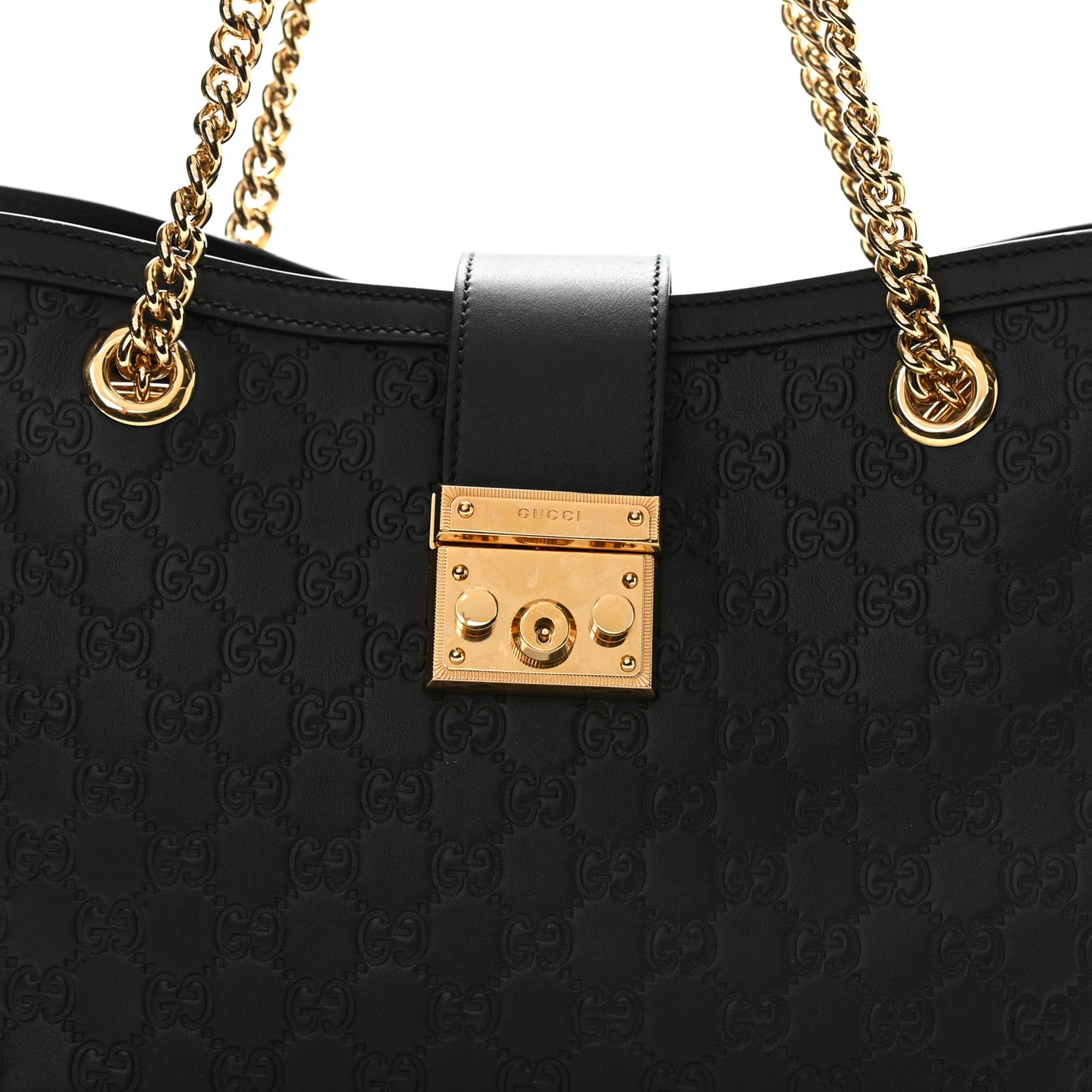 Guccissima Medium Padlock Tote Black