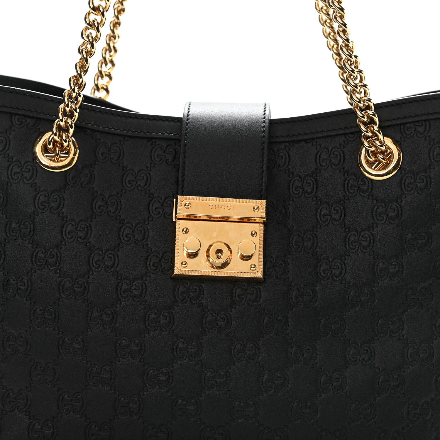 Gucci Guccissima Medium Padlock Tote Black 8 of 10